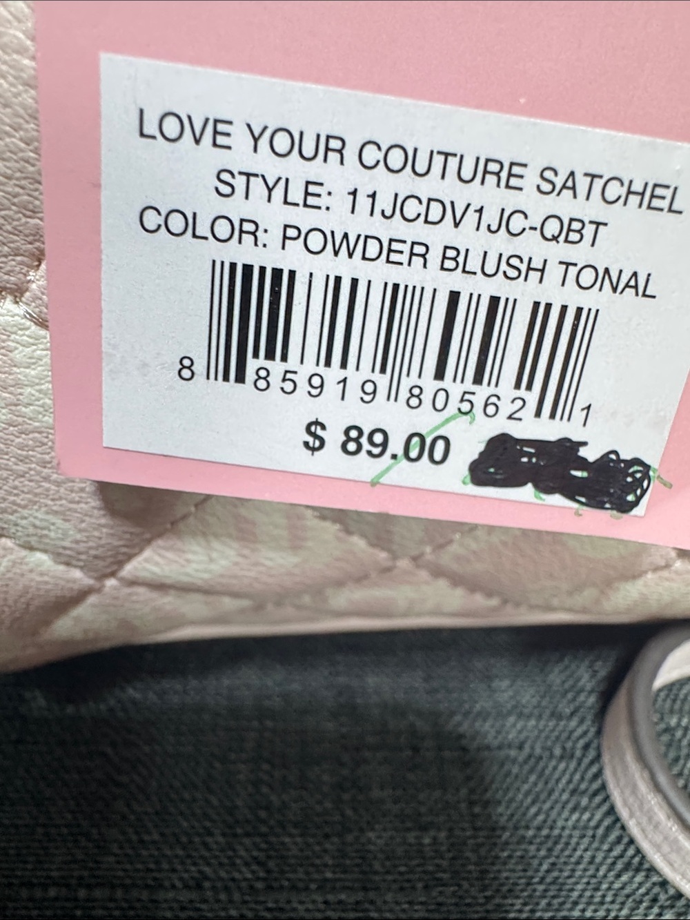 Juicy Couture Love Your Couture Pink & White Quilted Handbag w/ Card Holder - Picture 3 of 14